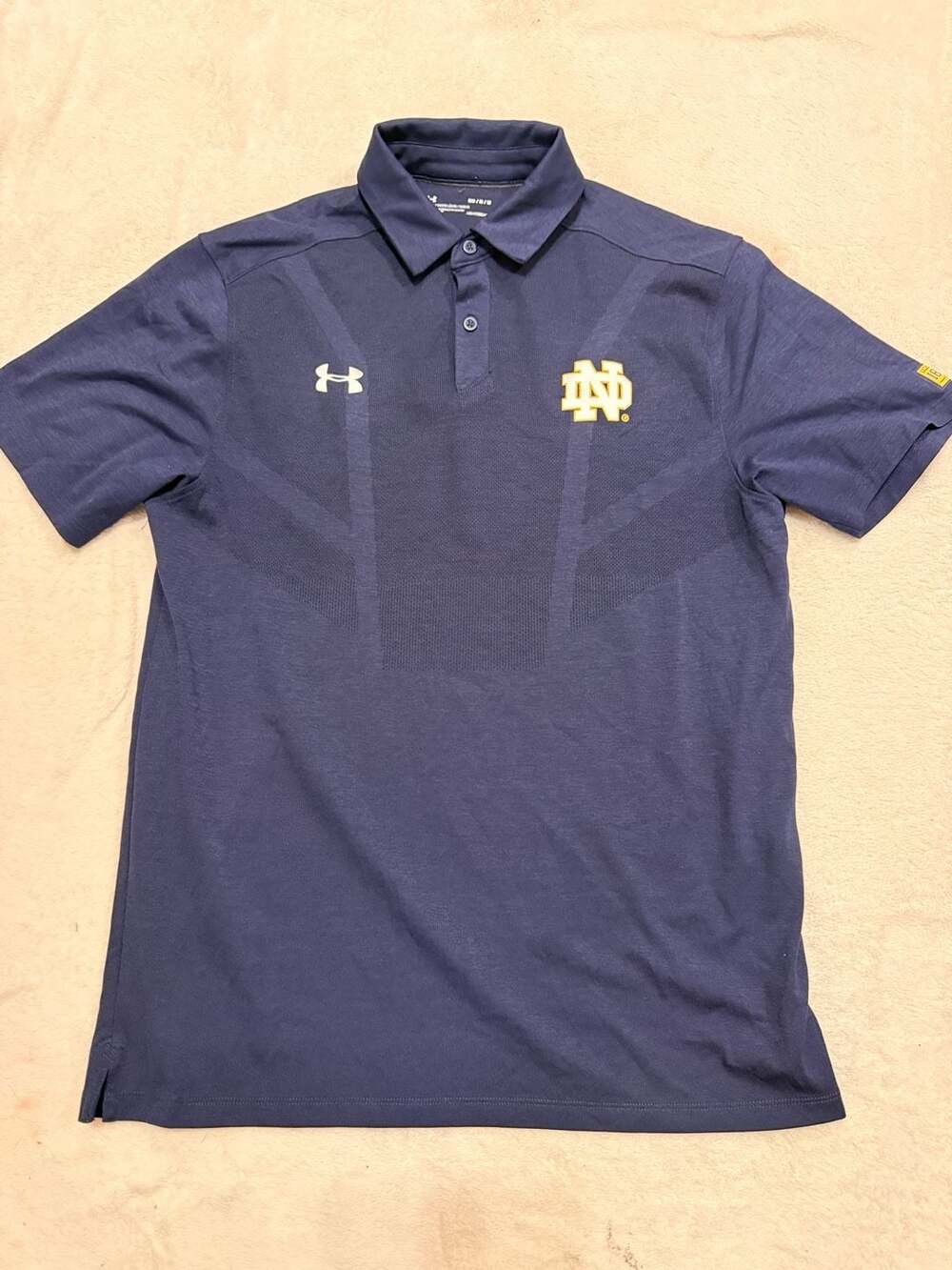 Under Armour Notre Dame Fighting Irish Navy Blue HeatGear Polo Shirt Men's Size